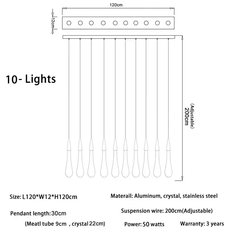 Gold Crystal Teardrop 49-Light Cascading Chandelier