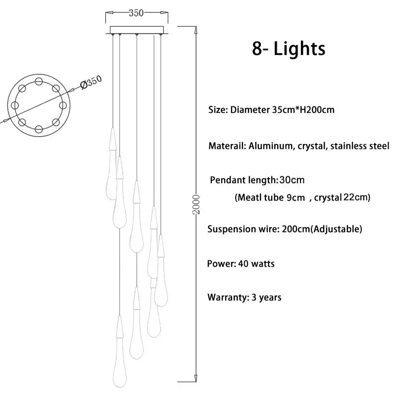 Gold Crystal Teardrop 49-Light Cascading Chandelier