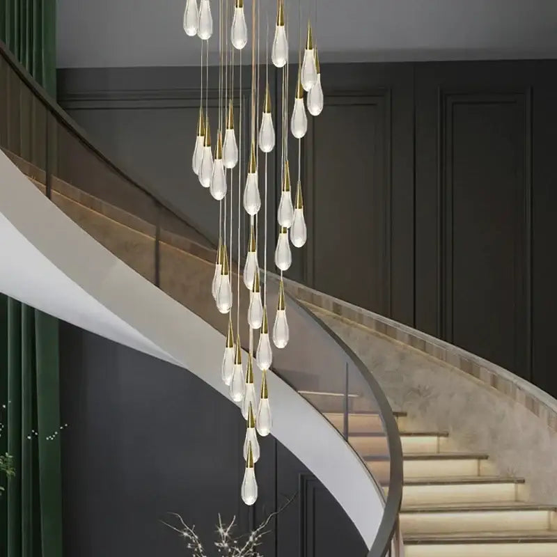 Gold Crystal Teardrop 49-Light Cascading Chandelier