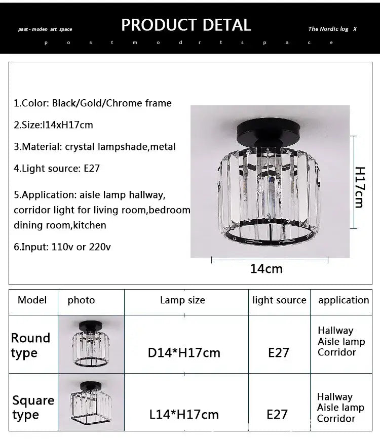Crystal Black Cube Ceiling Light