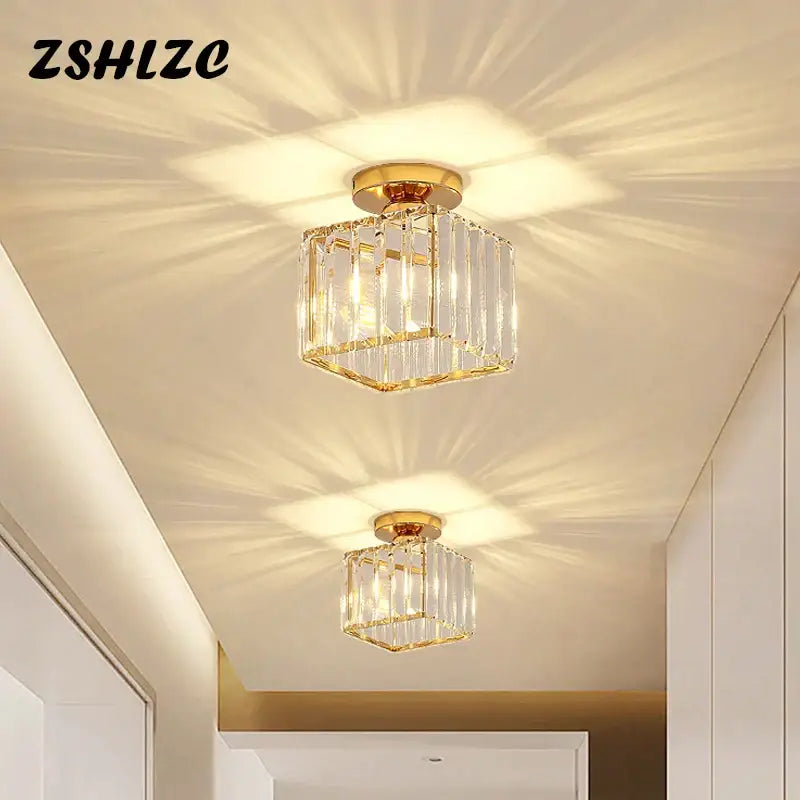 Crystal Black Cube Ceiling Light