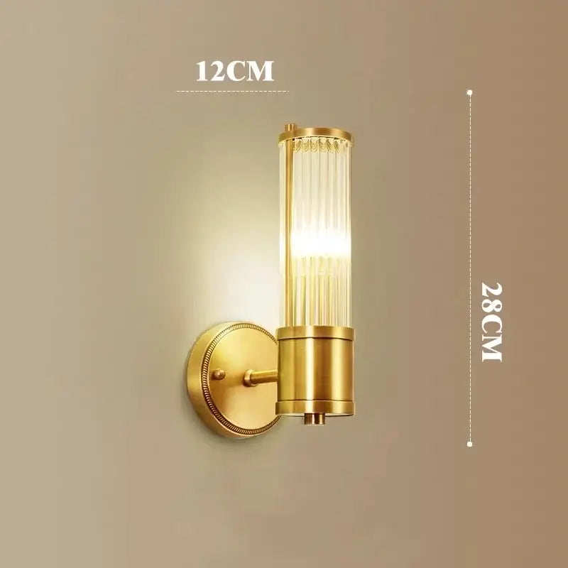 Gold Crystal Rod Bedroom Wall Sconce