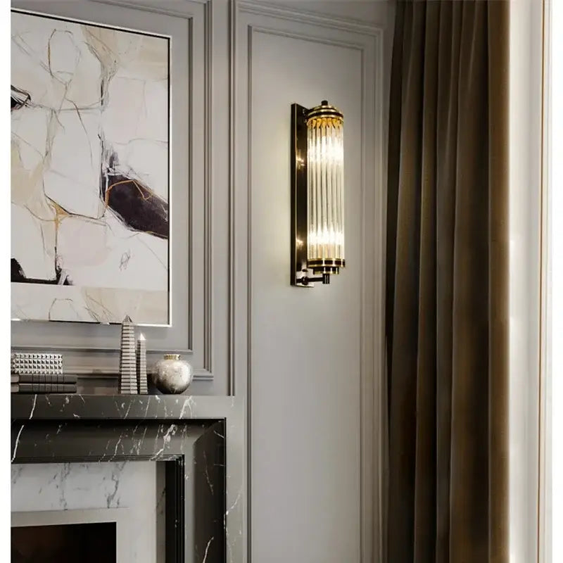 Gold Crystal Rod Bedroom Wall Sconce
