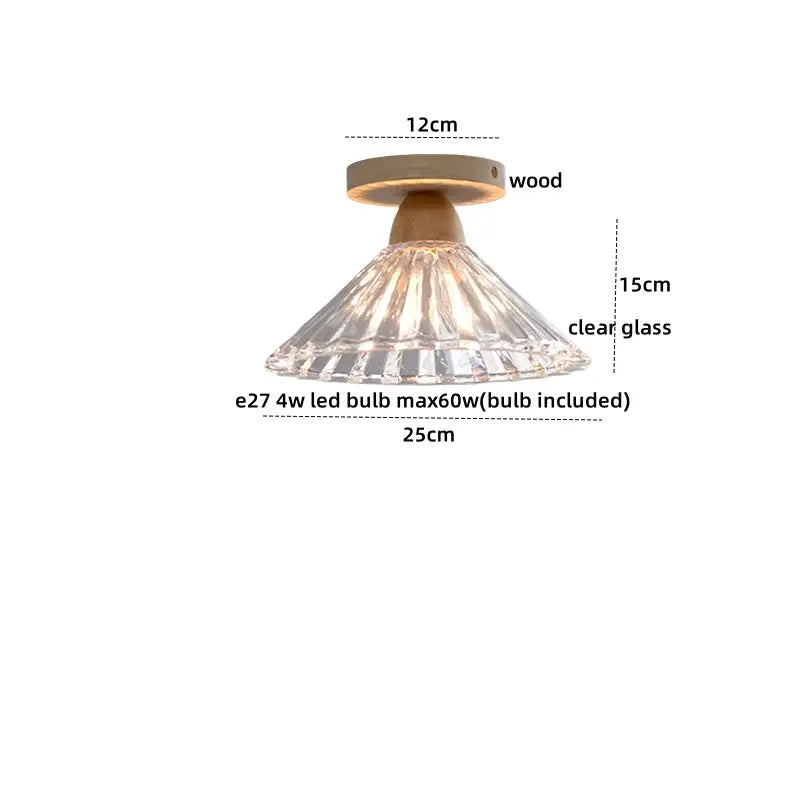 Wood Crystal Ceiling Lamp