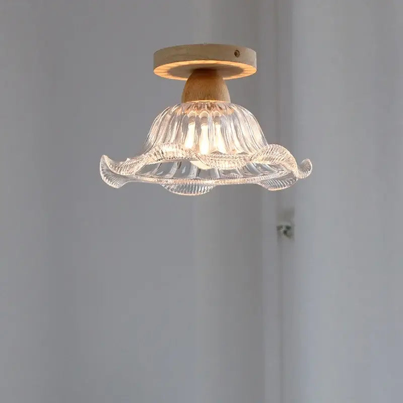 Wood Crystal Ceiling Lamp