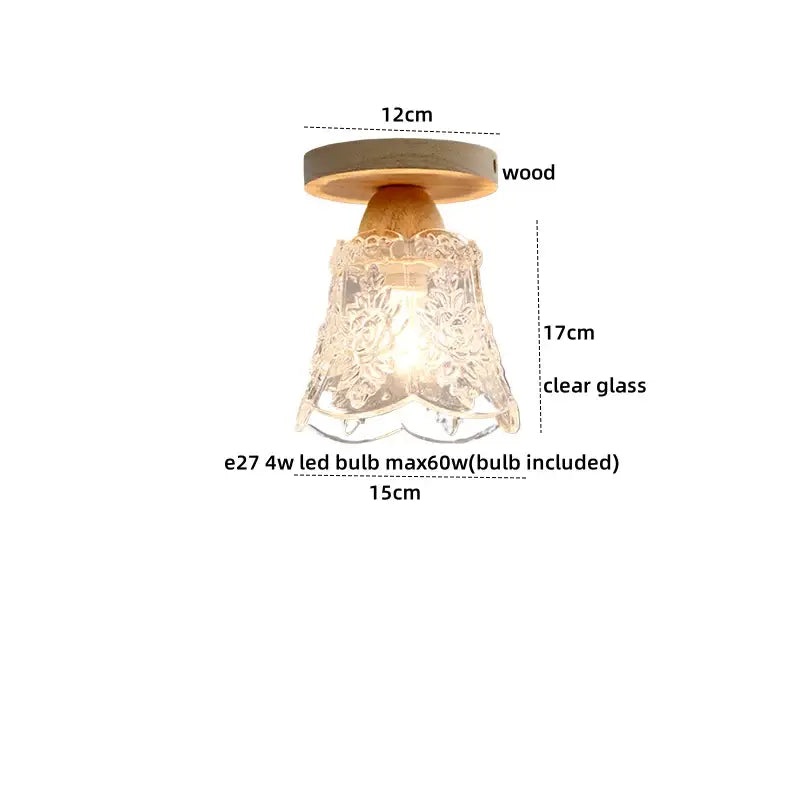 Wood Crystal Ceiling Lamp