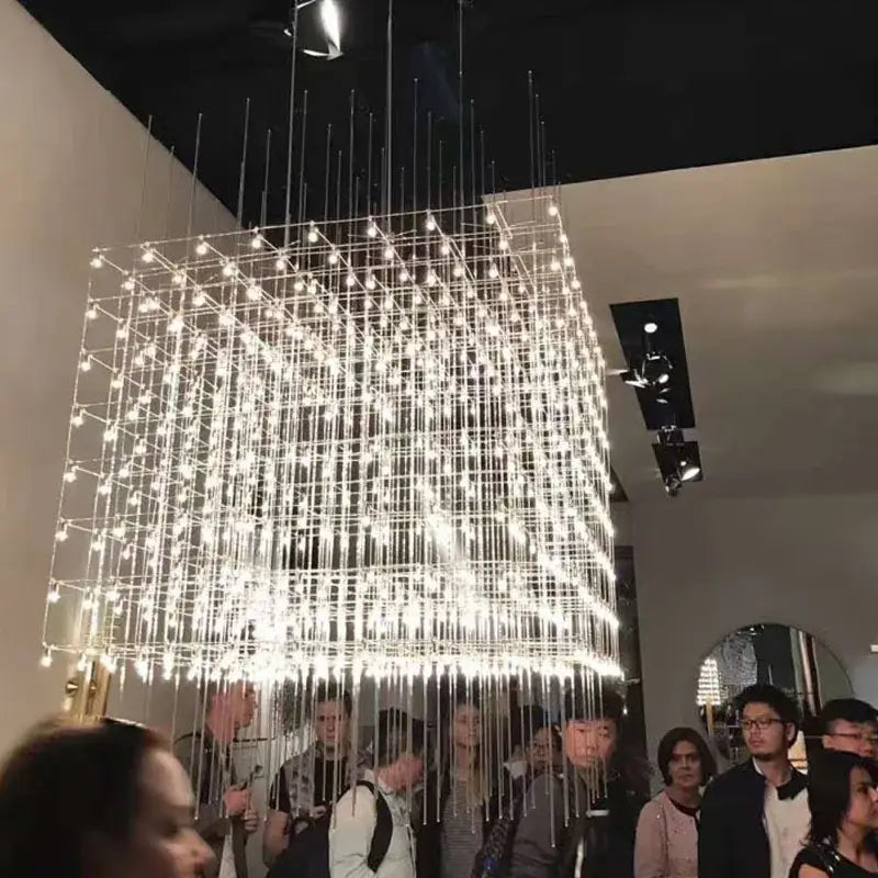 Gold Cube LED Chandelier