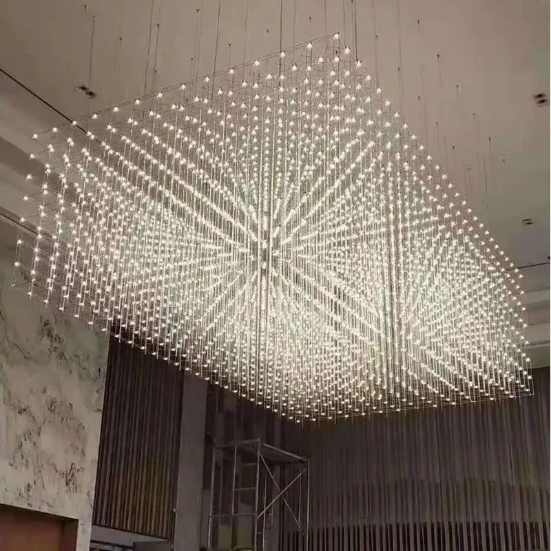 Gold Cube LED Chandelier
