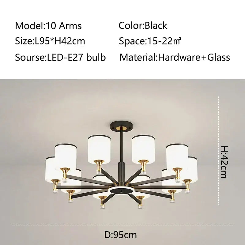 Bronze Glass Living Chandelier