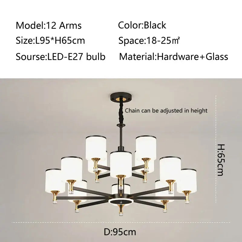 Bronze Glass Living Chandelier