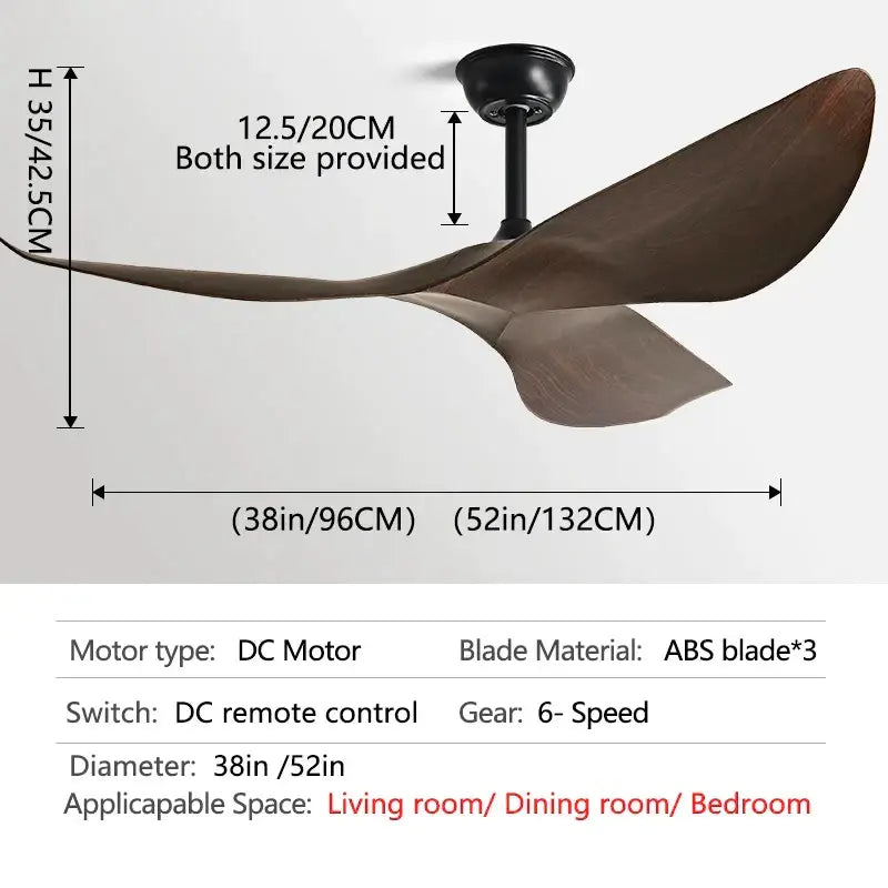 Black Wood DC-Motor 52-Inch Ceiling Fan