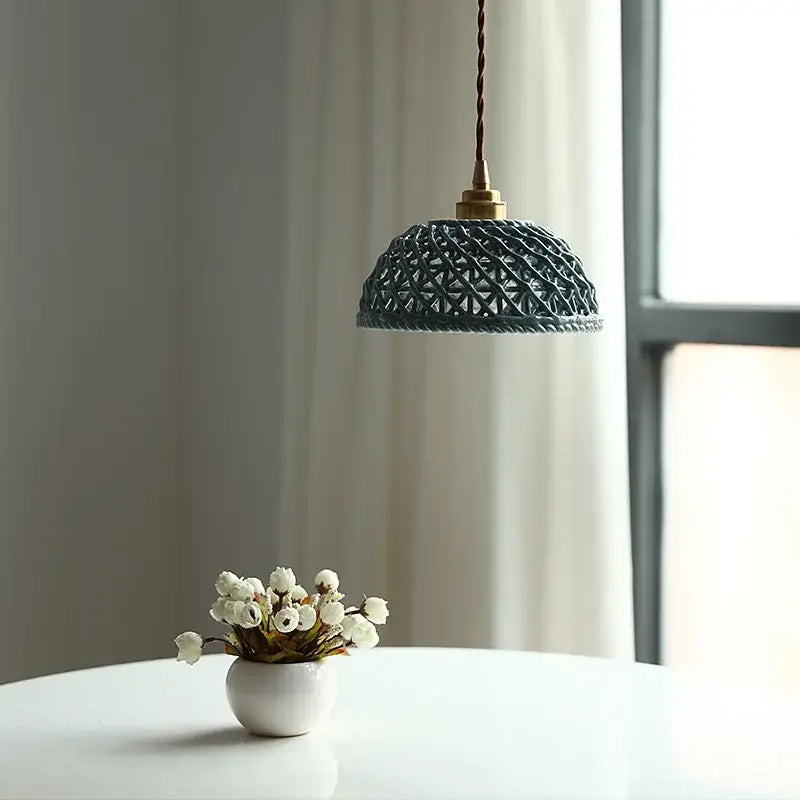 Gray Ceramic Pendant Light with Dual-Head Design