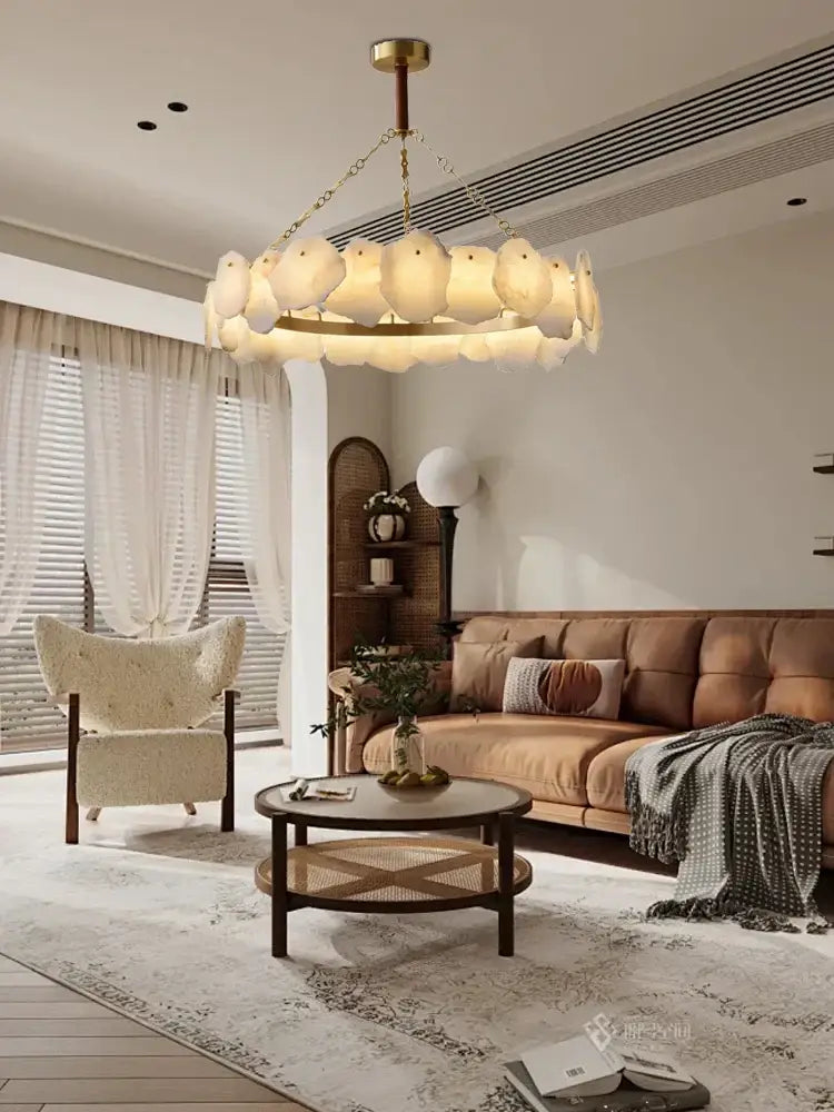 Brass Marble Ceiling Chandelier