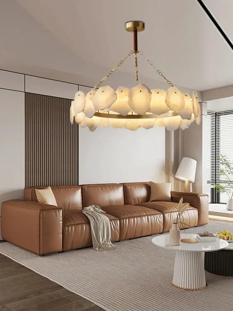 Brass Marble Ceiling Chandelier