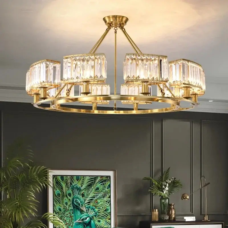 Copper Crystal Dining Chandelier