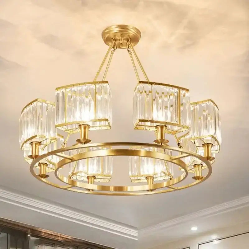 Copper Crystal Dining Chandelier