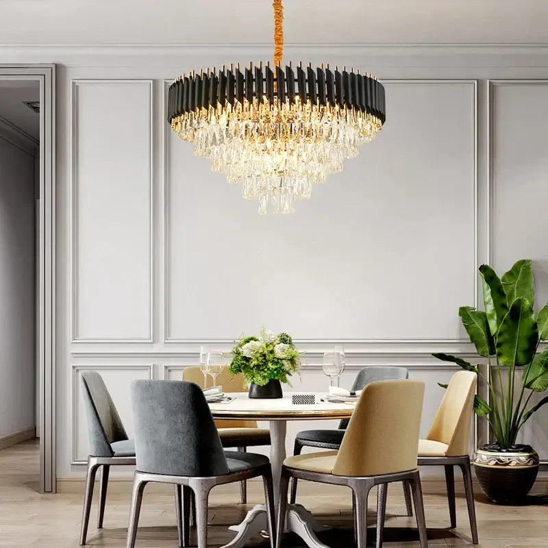 Crystal Black Staircase Chandelier