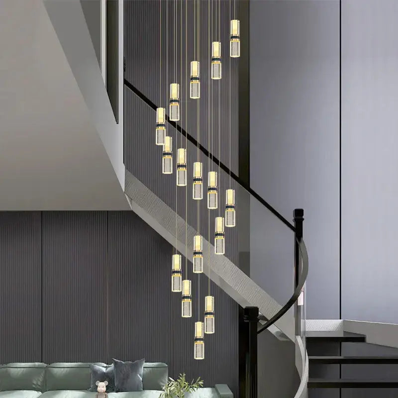 Gold Crystal 18-Light Stairway Chandelier