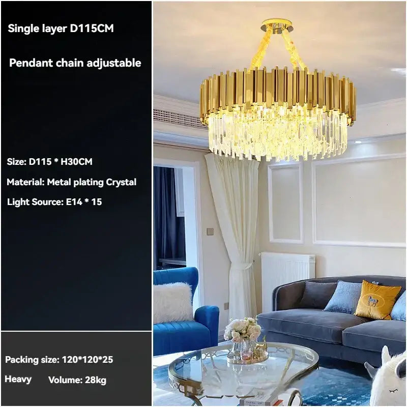 Gold Crystal Living Room Ceiling Pendant
