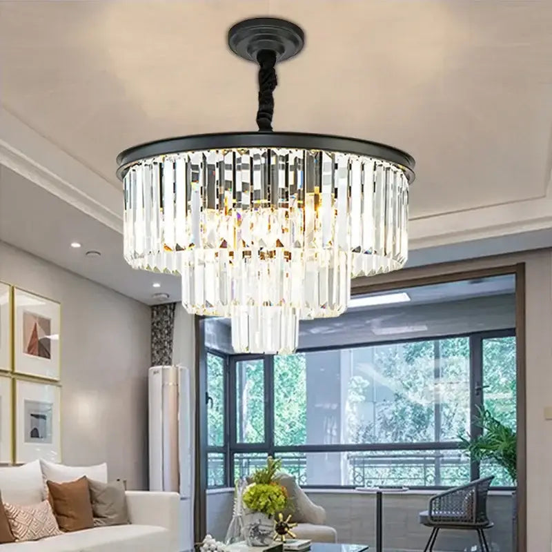 Gold Black LED 100cm Round Chandelier