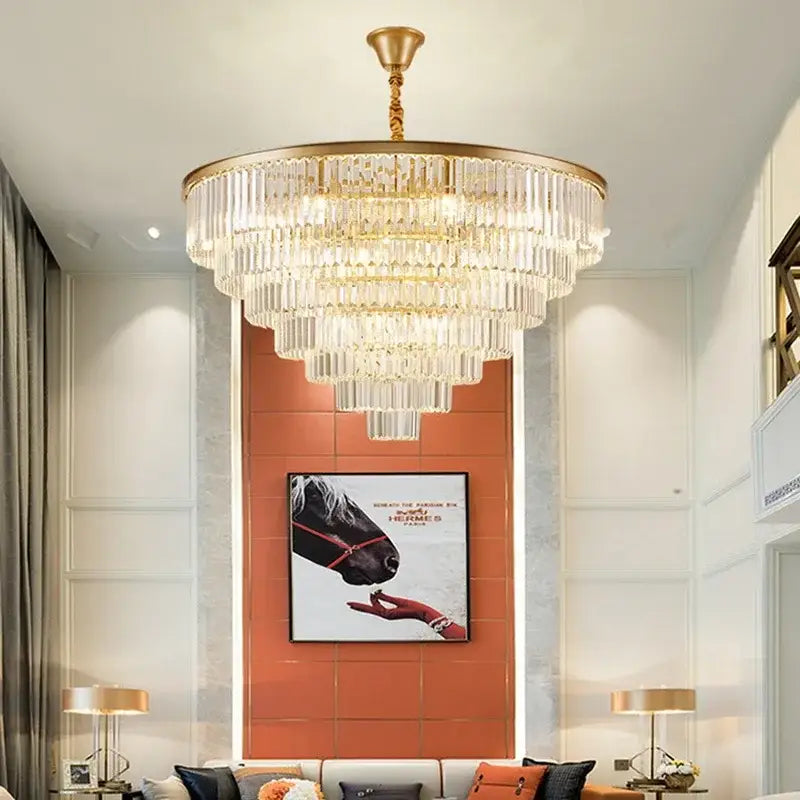 Multi-Tier Gold Chandelier