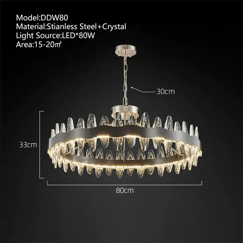 Black Crystal Pendant Light 2-Ring Design