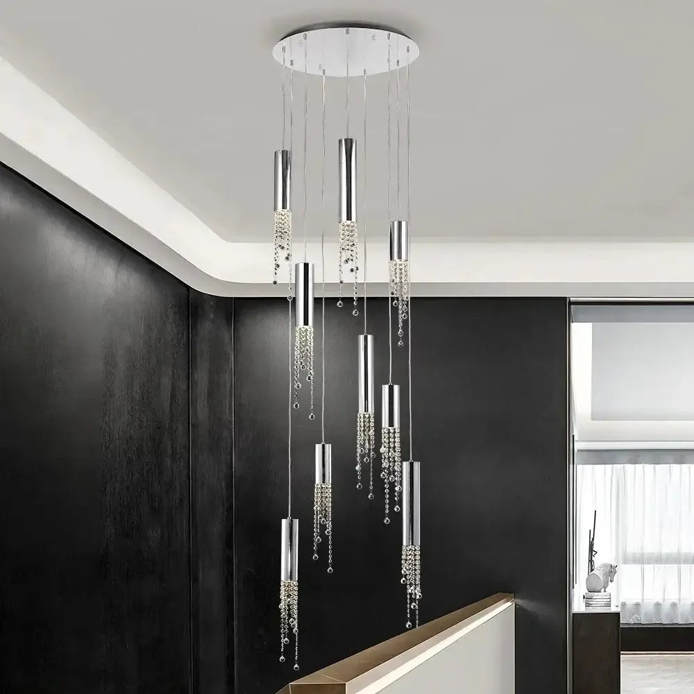 Warm Crystal Staircase Chandelier