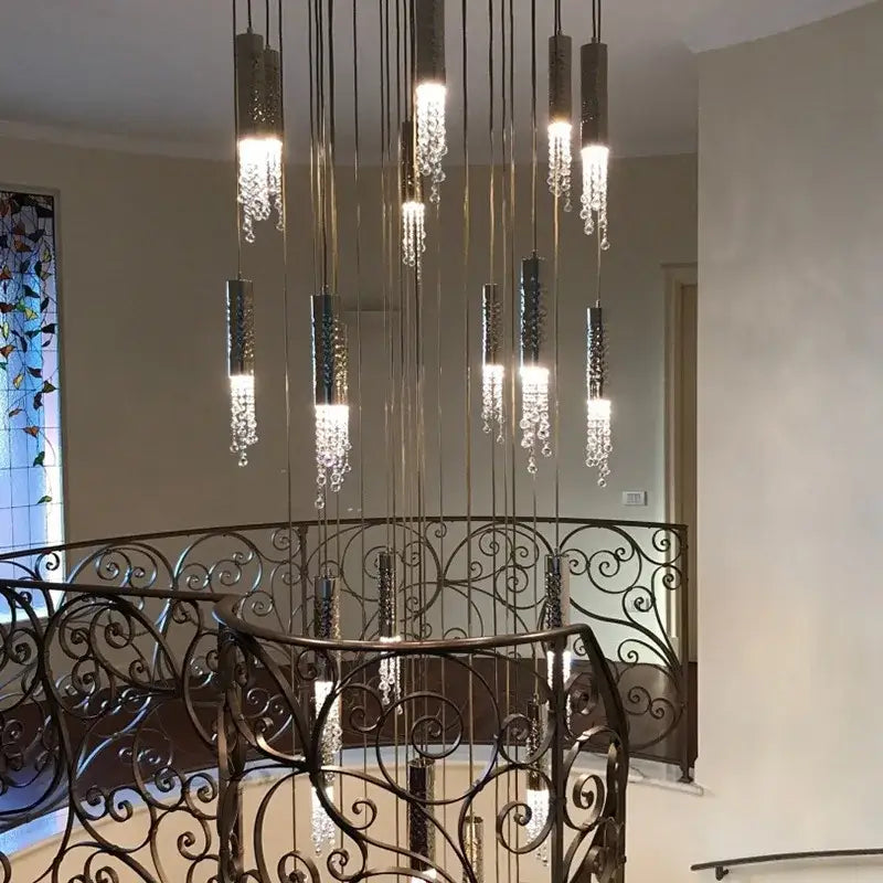 Large Crystal Staircase Chandelier