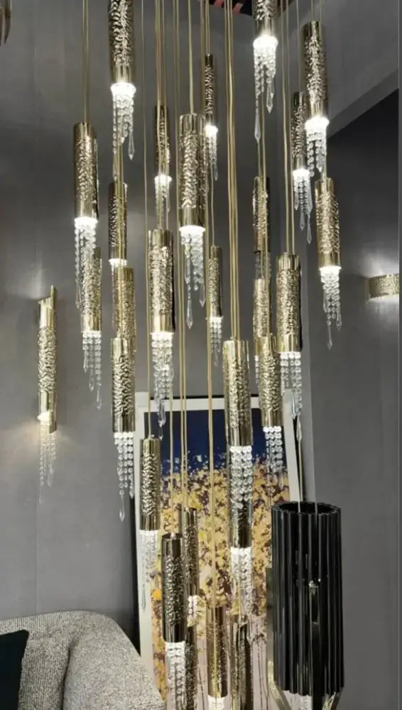 Large Crystal Staircase Chandelier
