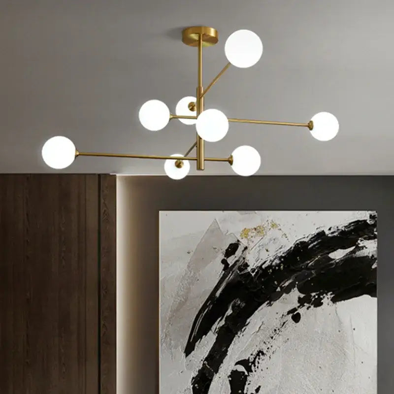 Glass Brass Modern Chandelier