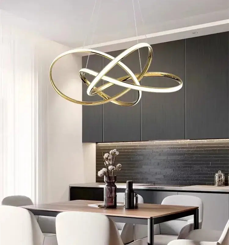 Gold Ring LED Chandelier with Remote Dimming