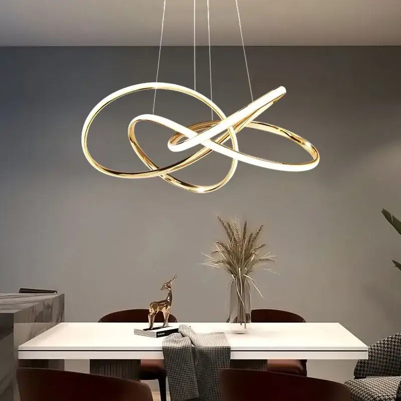 Gold Ring LED Chandelier with Remote Dimming