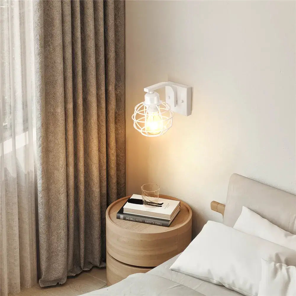 White Iron Cage Wall Sconce