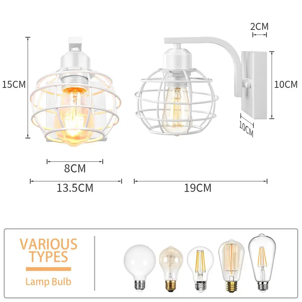 White Iron Cage Wall Sconce