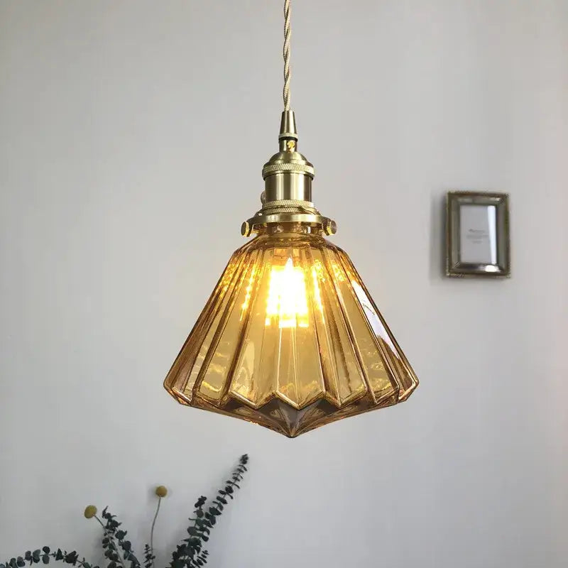 Amber Glass 3-Head Nordic Dining Pendant Light