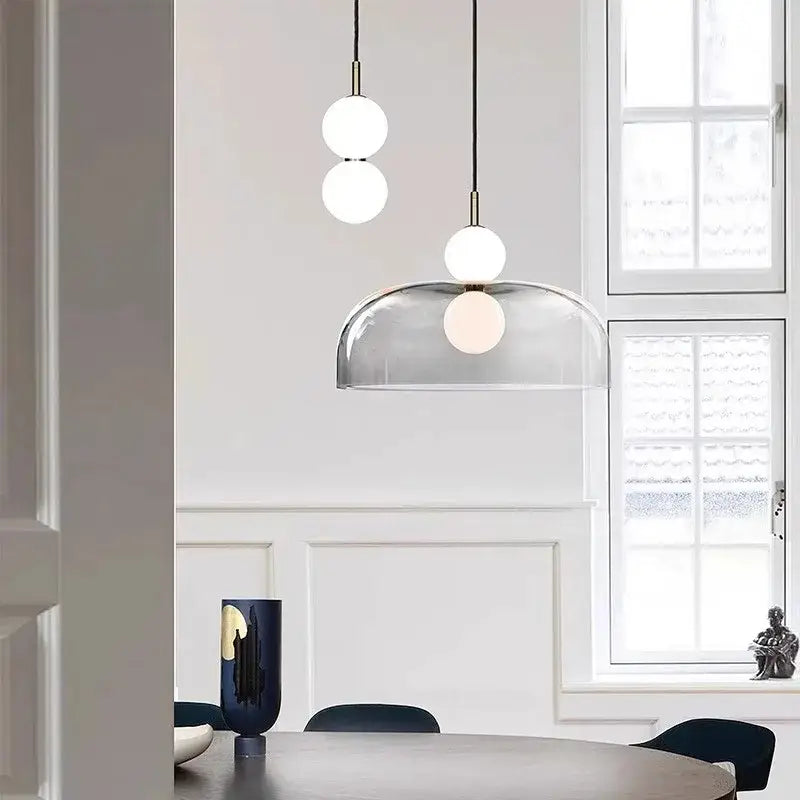 Glass Double Orb Chandelier