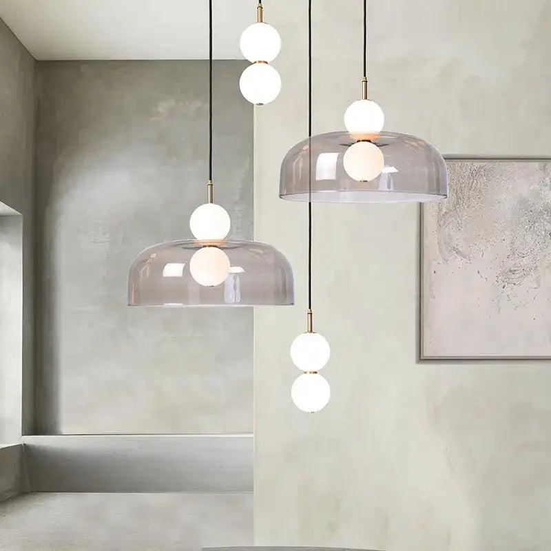Glass Double Orb Chandelier