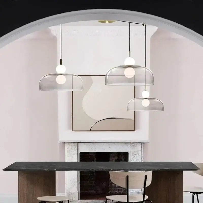 Glass Double Orb Chandelier