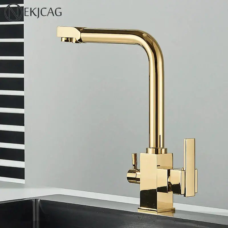 Gold Dual Outlet Kitchen Faucet
