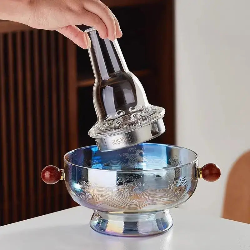 Glass Wood Handle Hotpot
