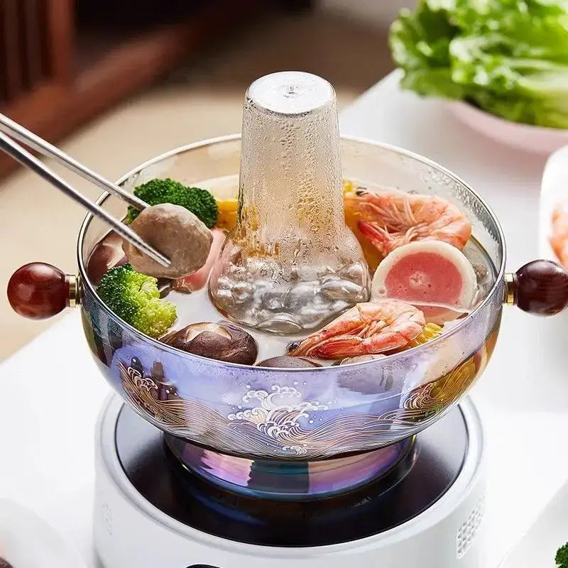 Glass Wood Handle Hotpot