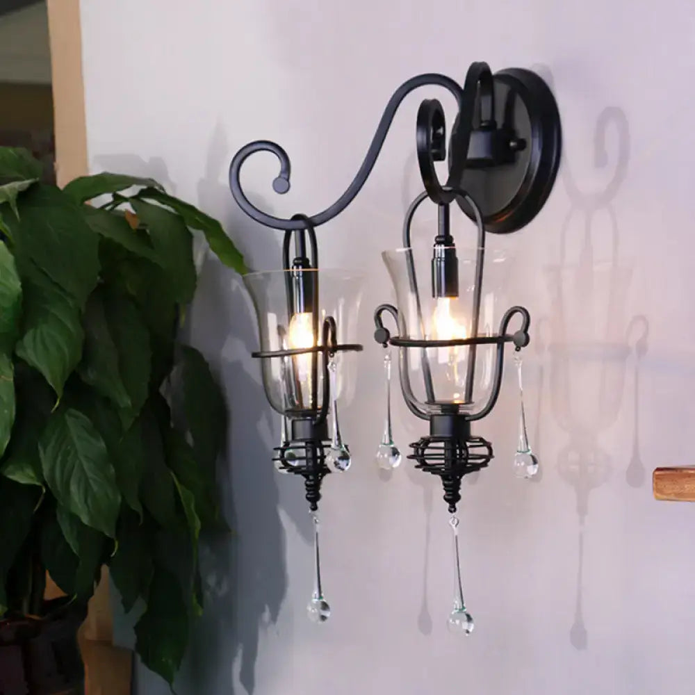 Black Crystal Wall Lamp