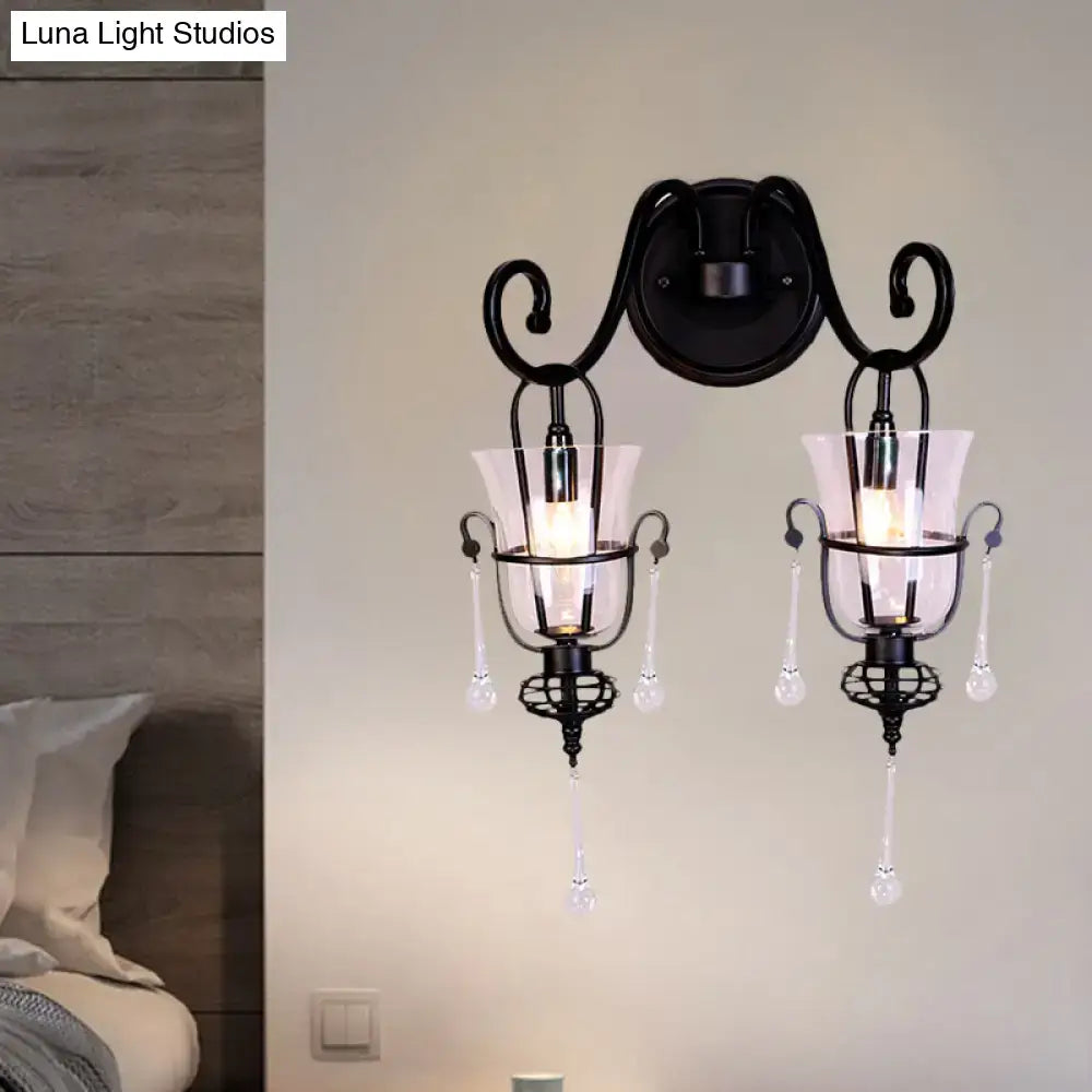 Black Crystal Wall Lamp