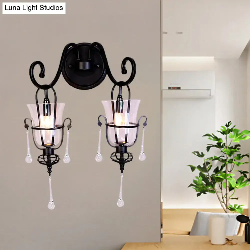 Black Crystal Wall Lamp