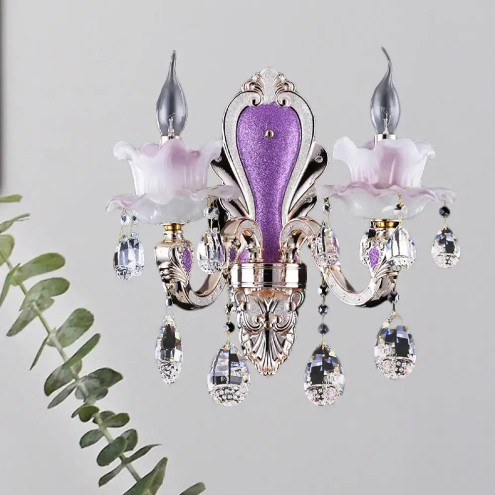 Purple Glass Crystal Sconce