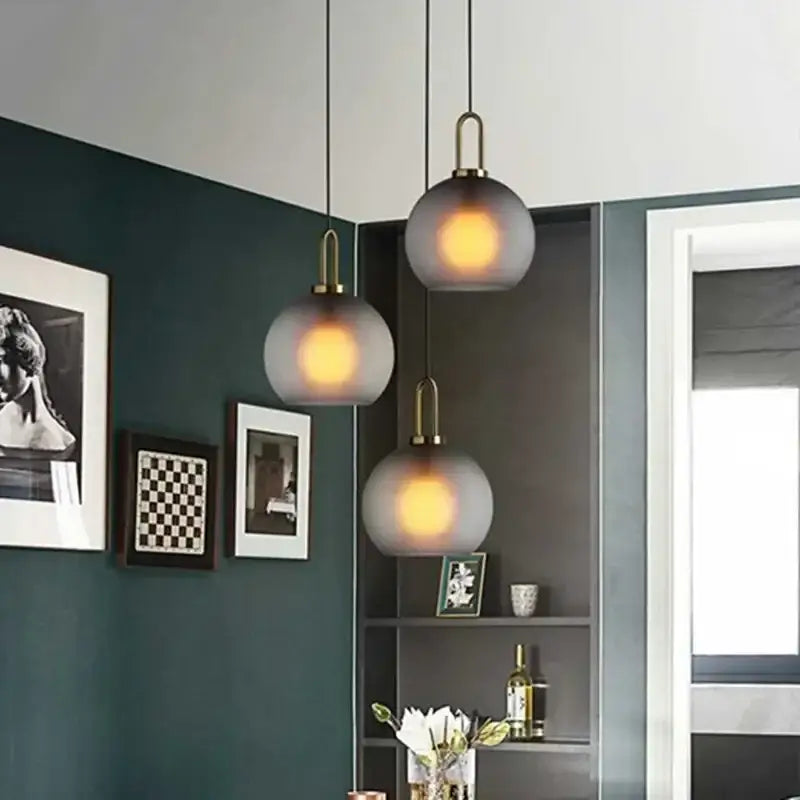 Gray Glass Cylinder Pendant