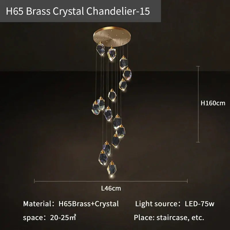 Gold Crystal Chandelier 24-Head Geometric Light