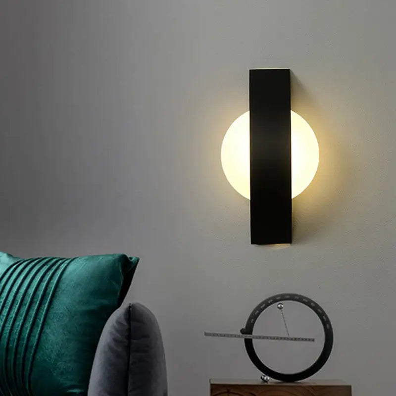 Black LED Round Living Room Wall Sconce
