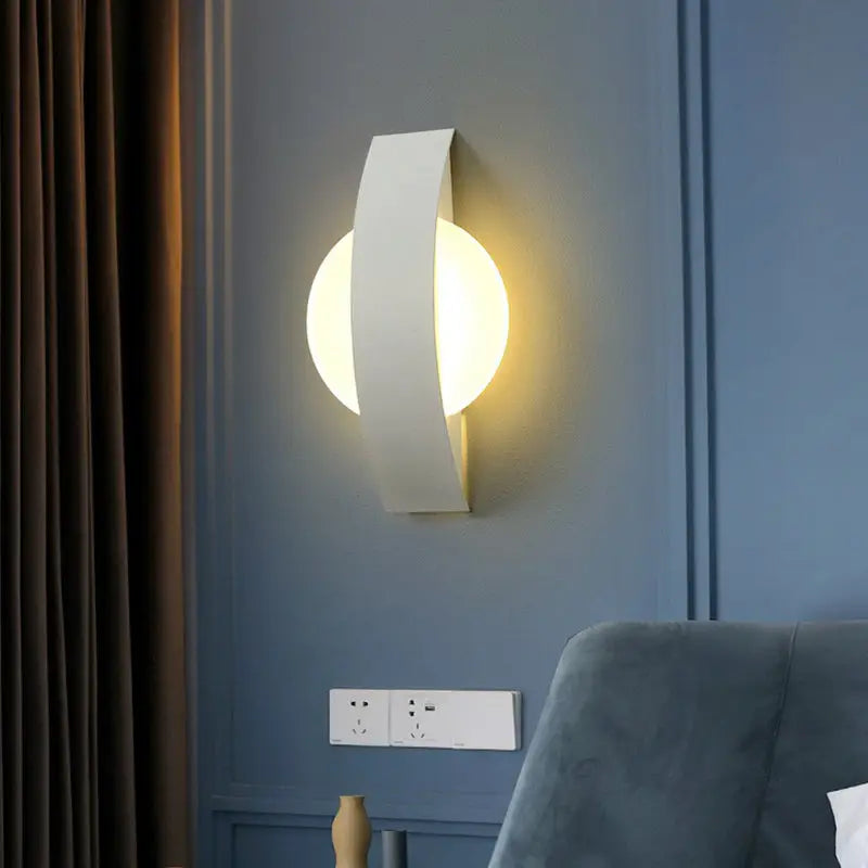 Black LED Round Living Room Wall Sconce