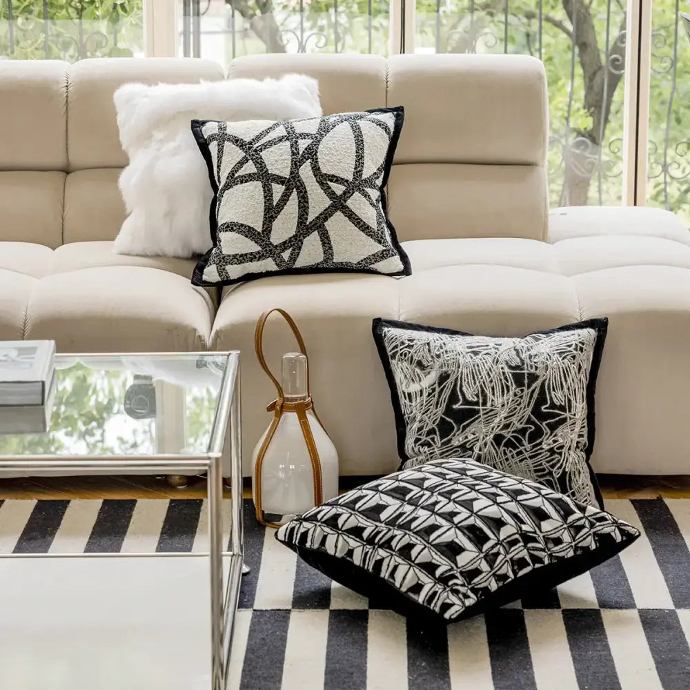 Black White Pillow Cover